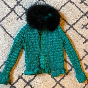 Teal girls fur jacket